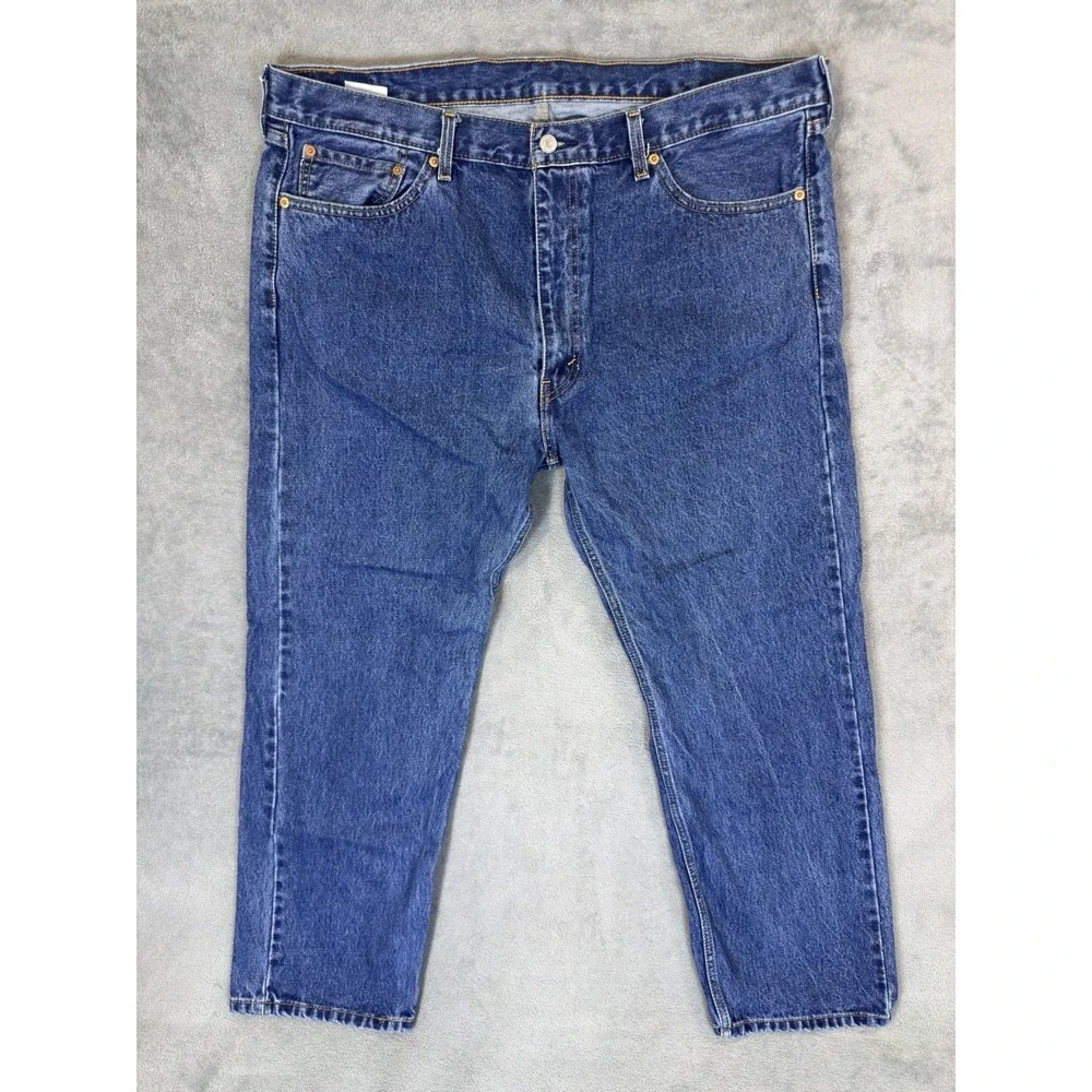 Levis Jeans Mens 42x30 Blue Medium Wash Denim 505 Straight High Rise‎ Workwear